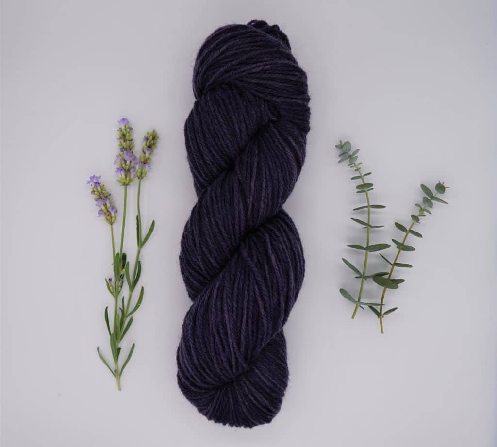 naturally dyed skein of yarn