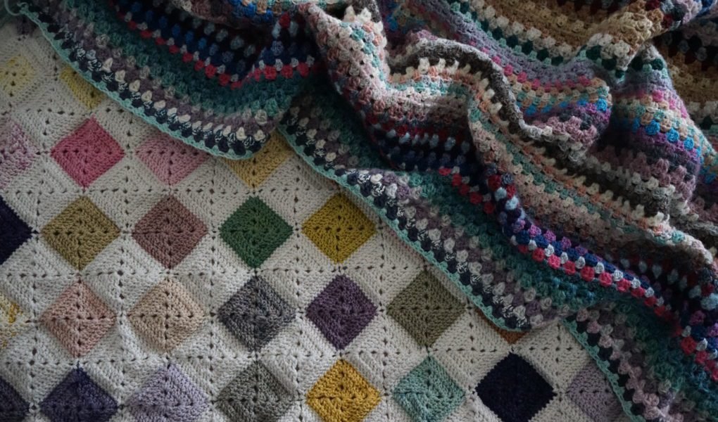 simple granny stripe and granny square crochet blankets for beginners