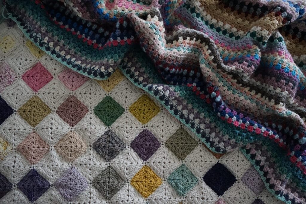 simple granny stripe and granny square crochet blankets for beginners