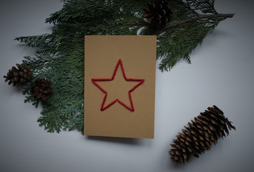 christmas card embroidered star