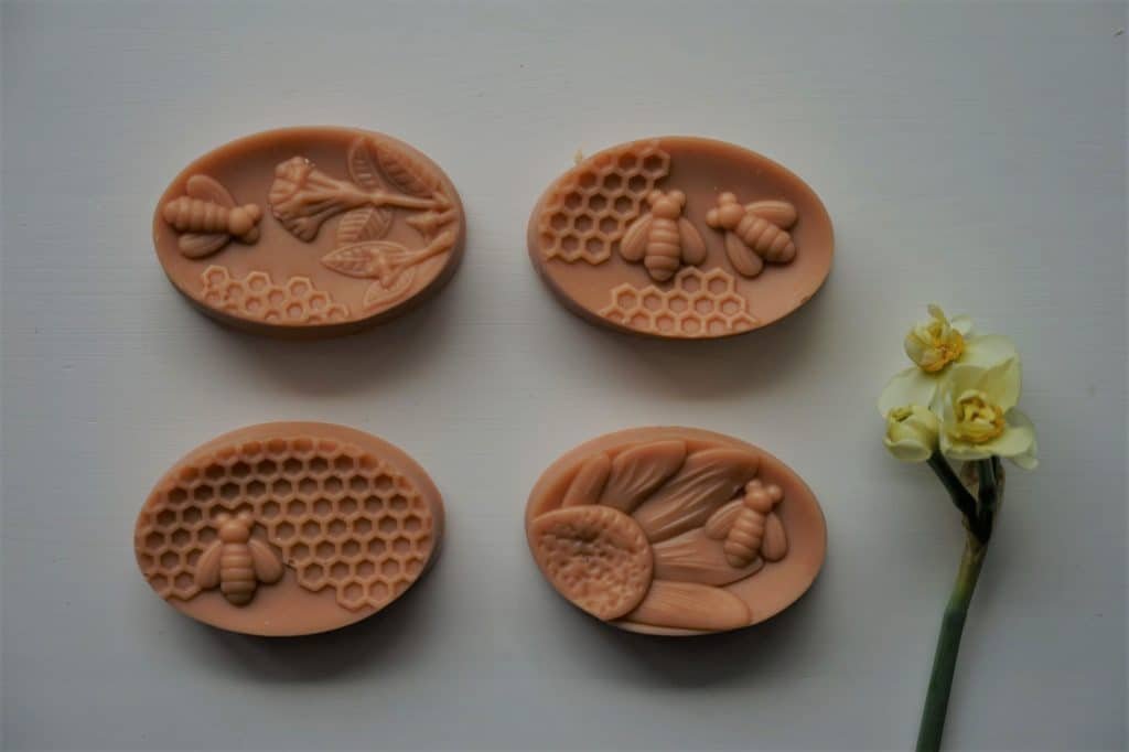 four pieces of cold process soap