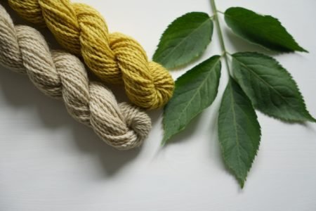 naturally dyed yarn with elderberries