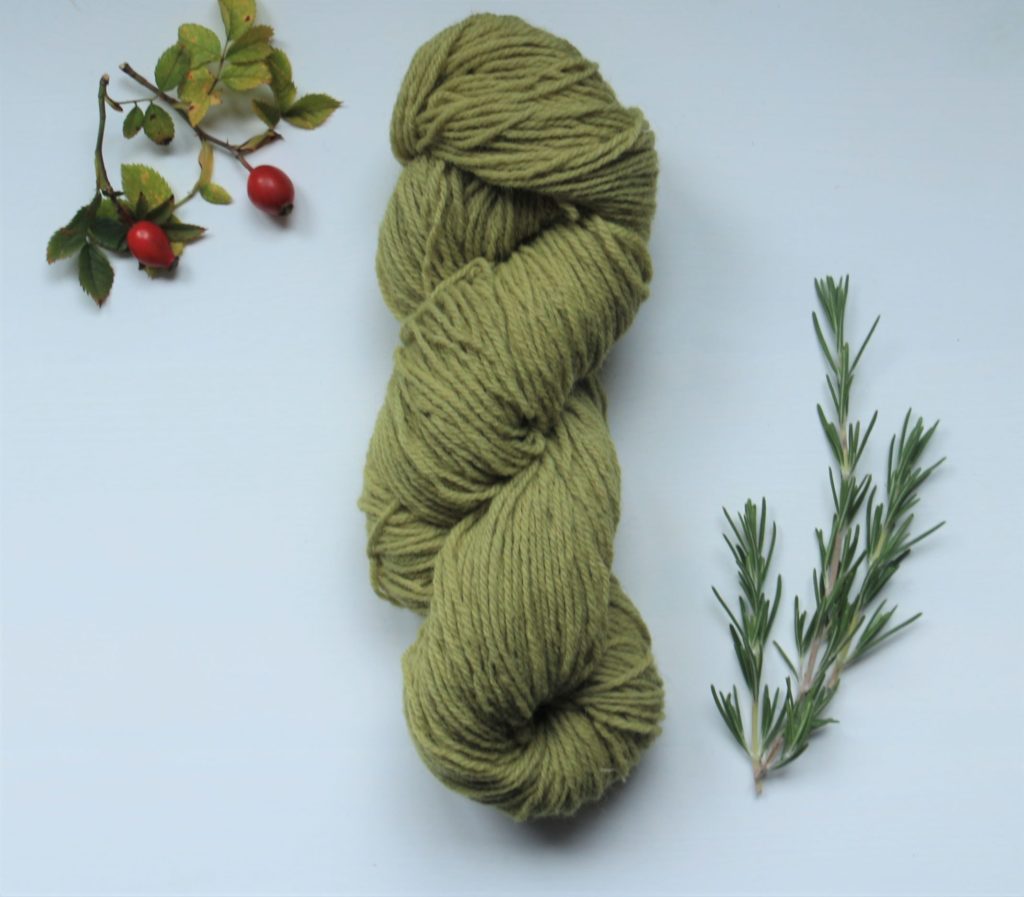 skein of yarn naturally dyed with sunflower