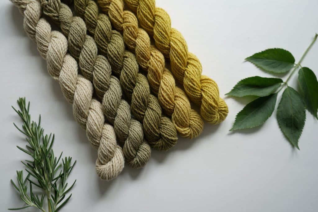 yarn naturally dyed with herbs and weeds