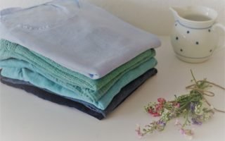stack of handmade clothing