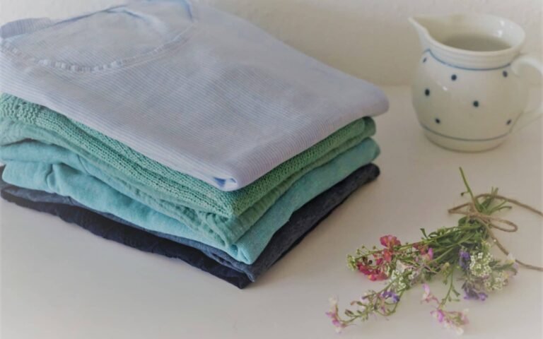 stack of handmade clothing