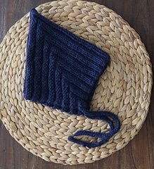 knitted blue pixie hat for a baby/toddler