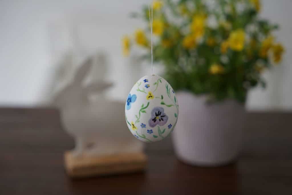 easter egg hand painted with watercolors