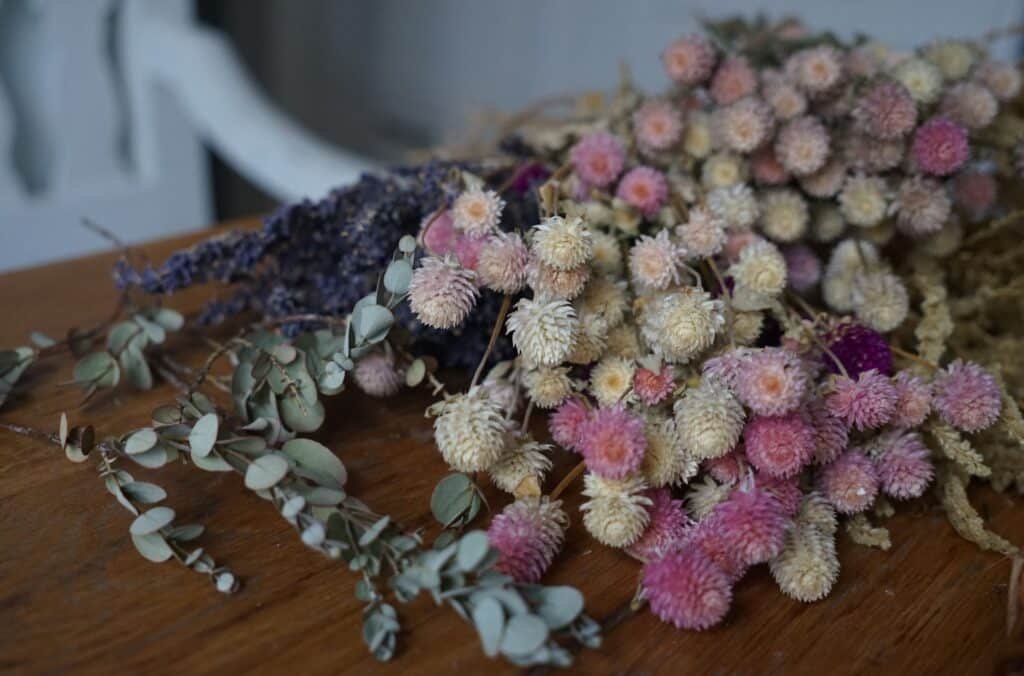 a pile of dried flowers