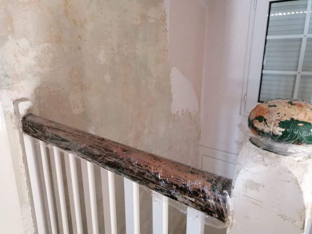 a staircase under renovation