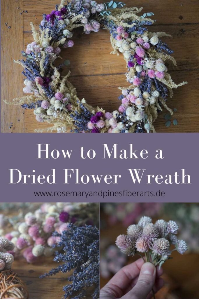 how to make a dried flower wreath pinterest graphic